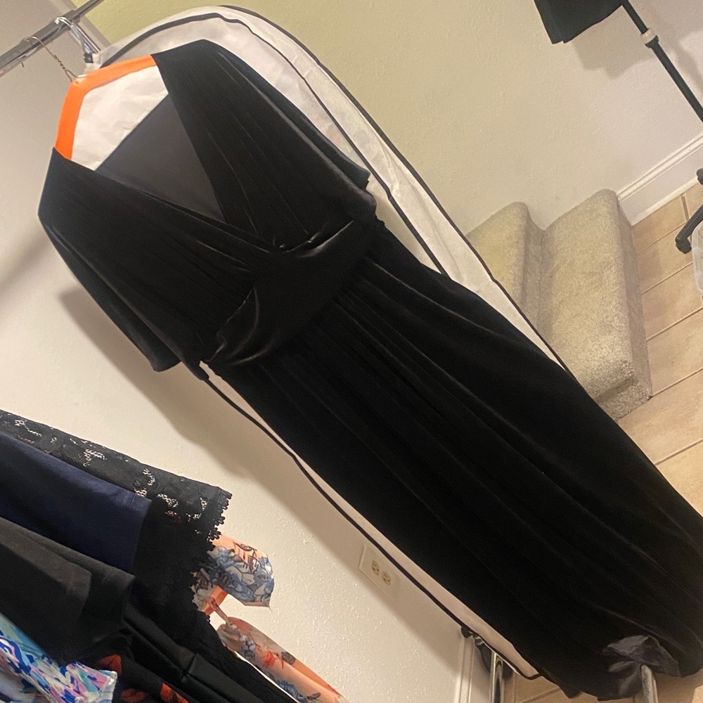 Sophisticated Black Velvet maxi wrap front Gown